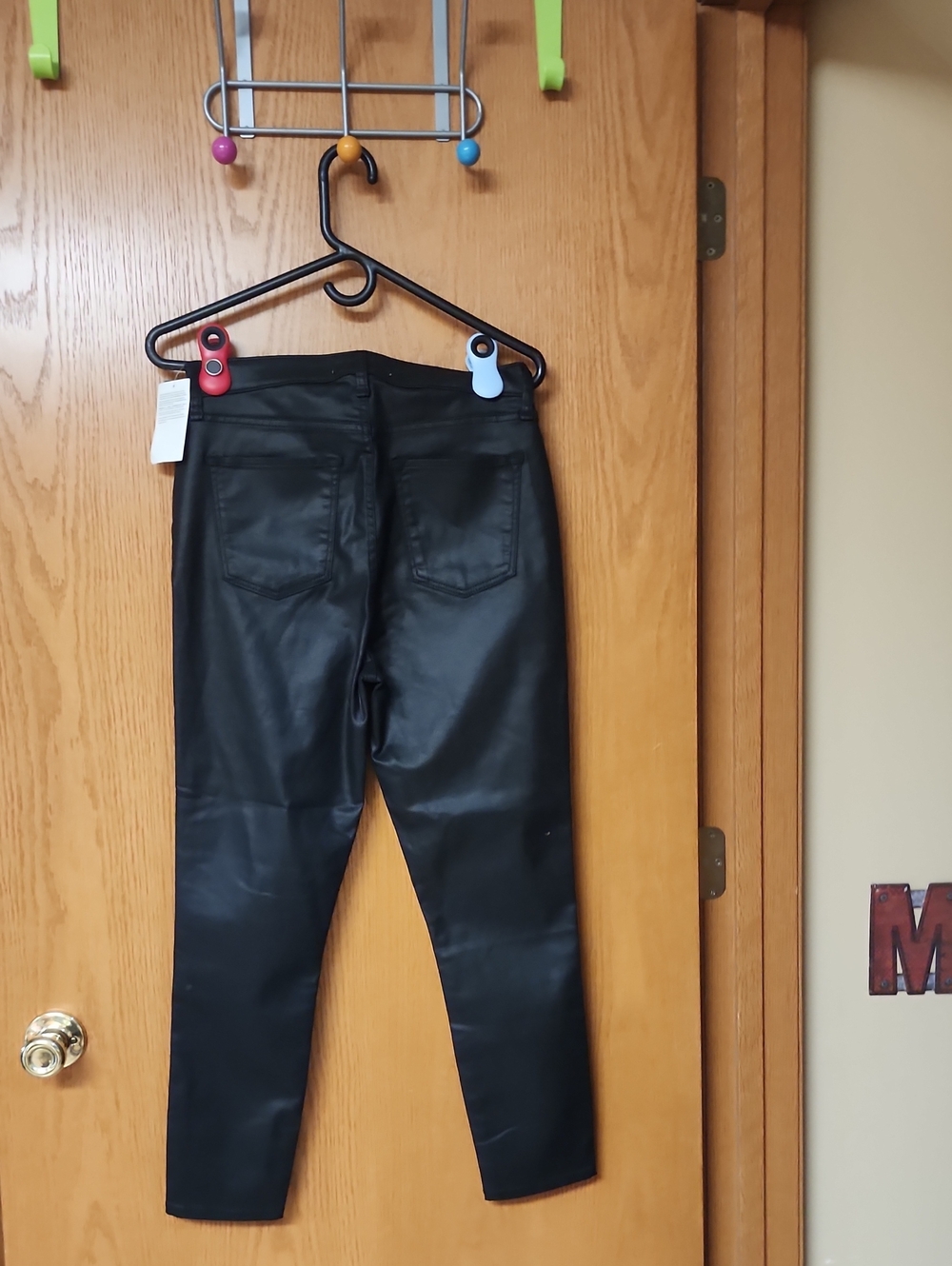 A&F Black Women's Faux Leather Jeans womens 29x24 number 5261